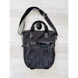 Simon Chang Bag Black Nylon & Patent Leather Trim Messenger Crossbody Versatile